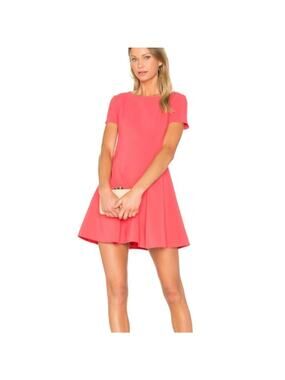 Halston Heritage Fit Flare Dress Poppy Pink Sleeveless Chic Size 4